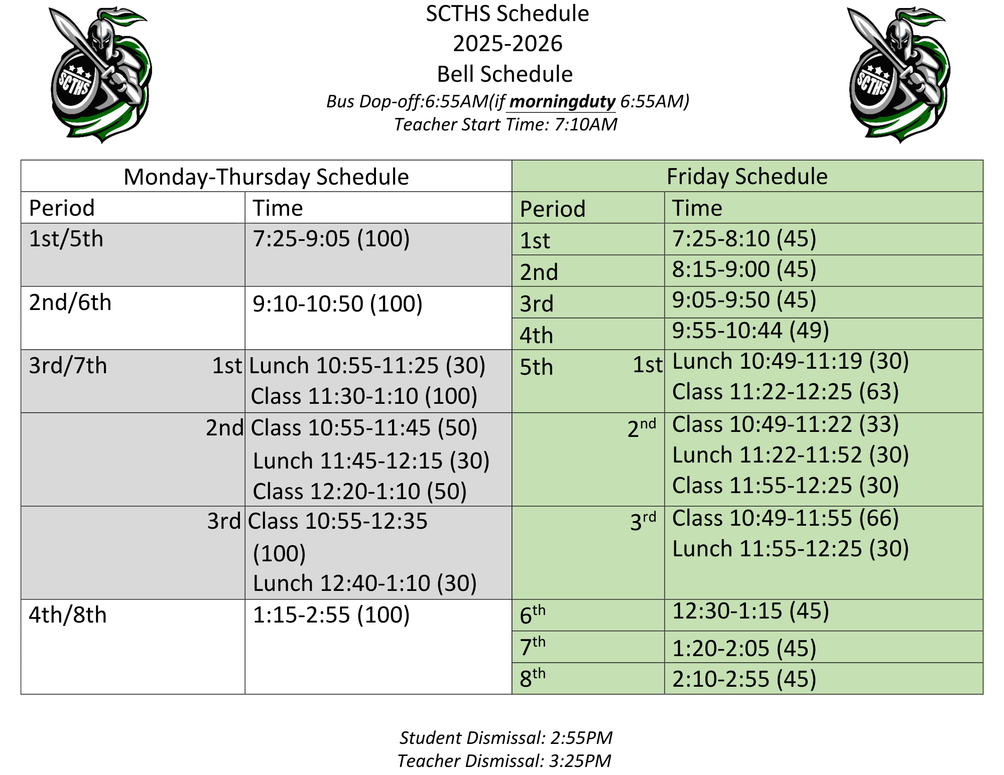 new bell schedule 